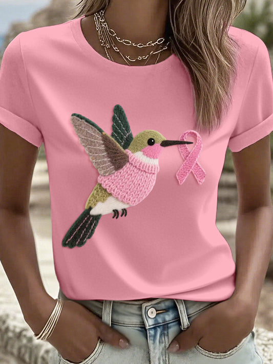 T-shirt de modèle de colibri d'art de feutre des femmes