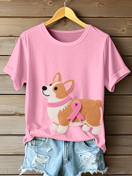 Motif de Corgi mignon feutre Art T-Shirt des femmes