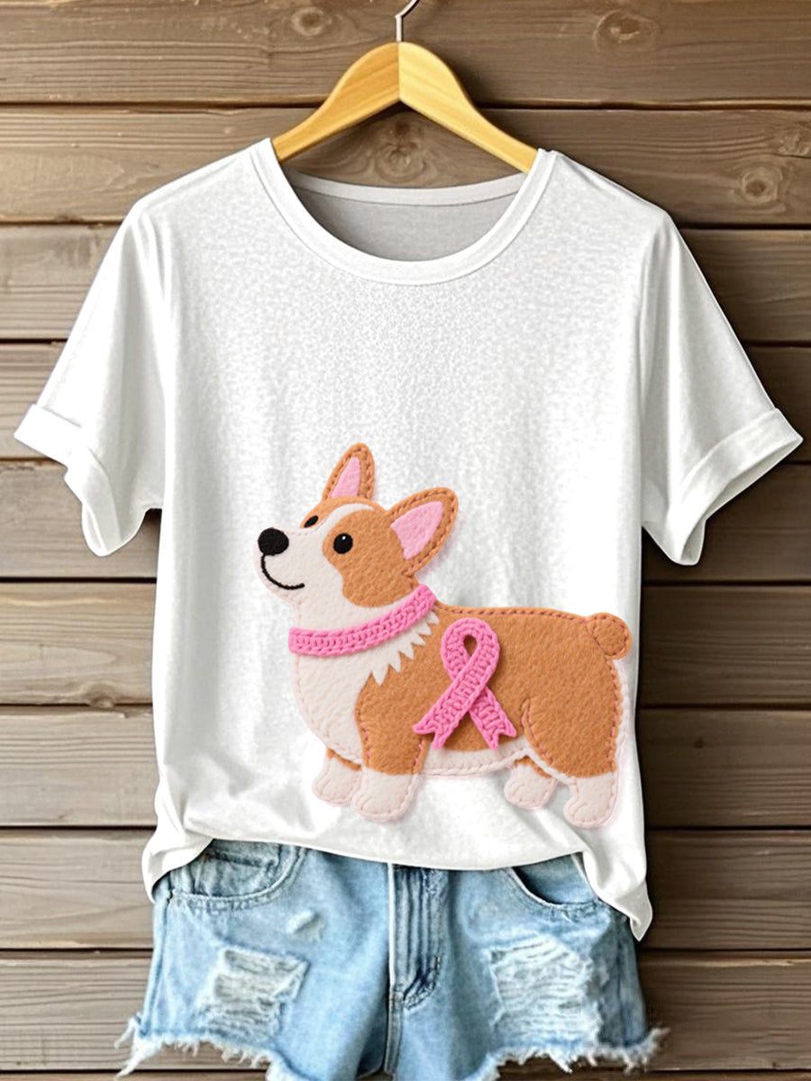 Motif de Corgi mignon feutre Art T-Shirt des femmes