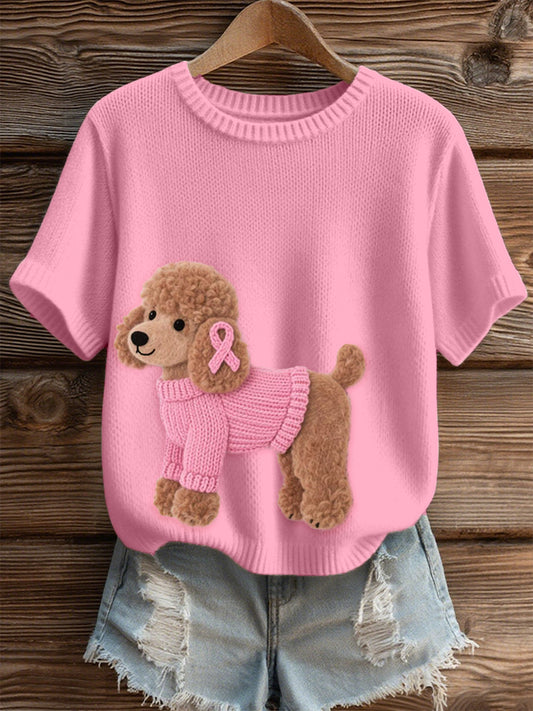 Beau modèle de chien de caniche des femmes feutre Art haut en tricot confortable