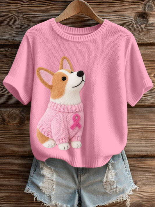 Beau modèle de Corgi des femmes a senti le dessus confortable de tricot d'art