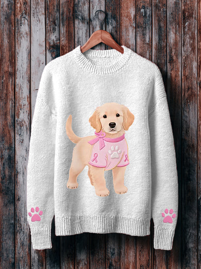 Pull Femme Rose Chien Ruban Rose Soutien Sensibilisation Au Cancer Du Sein