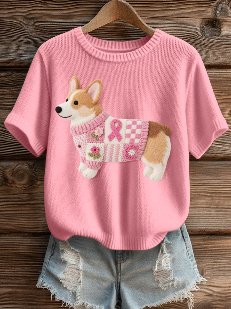Beau modèle de Corgi des femmes a senti le dessus confortable de tricot d'art