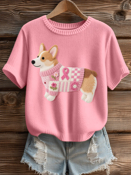 Beau modèle de Corgi des femmes a senti le dessus confortable de tricot d'art