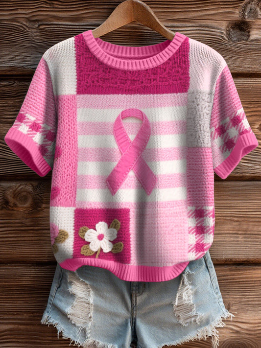 Sensibilisation au cancer du sein inspiré Crochet Art Top femmes