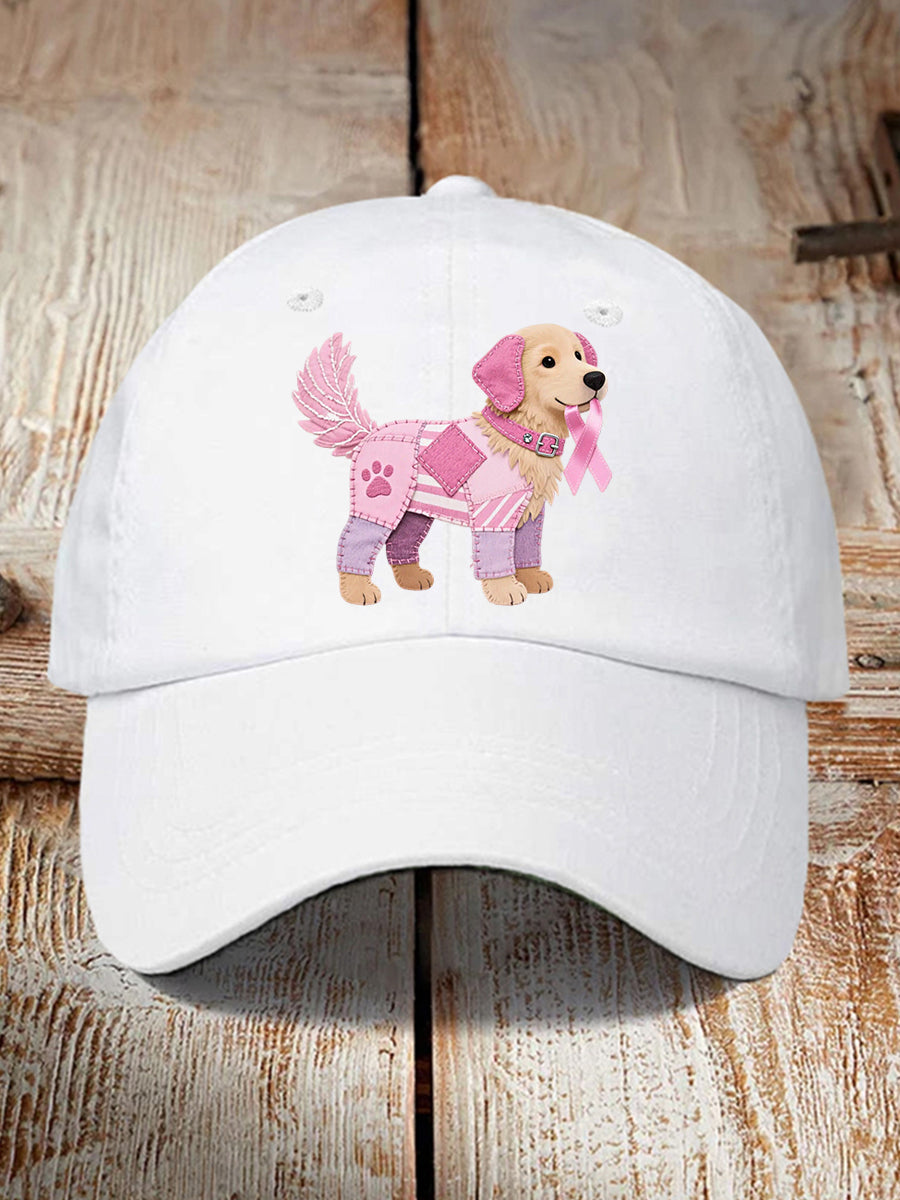 Chapeau de soutien unisexe chien rose ruban de sensibilisation au cancer du sein