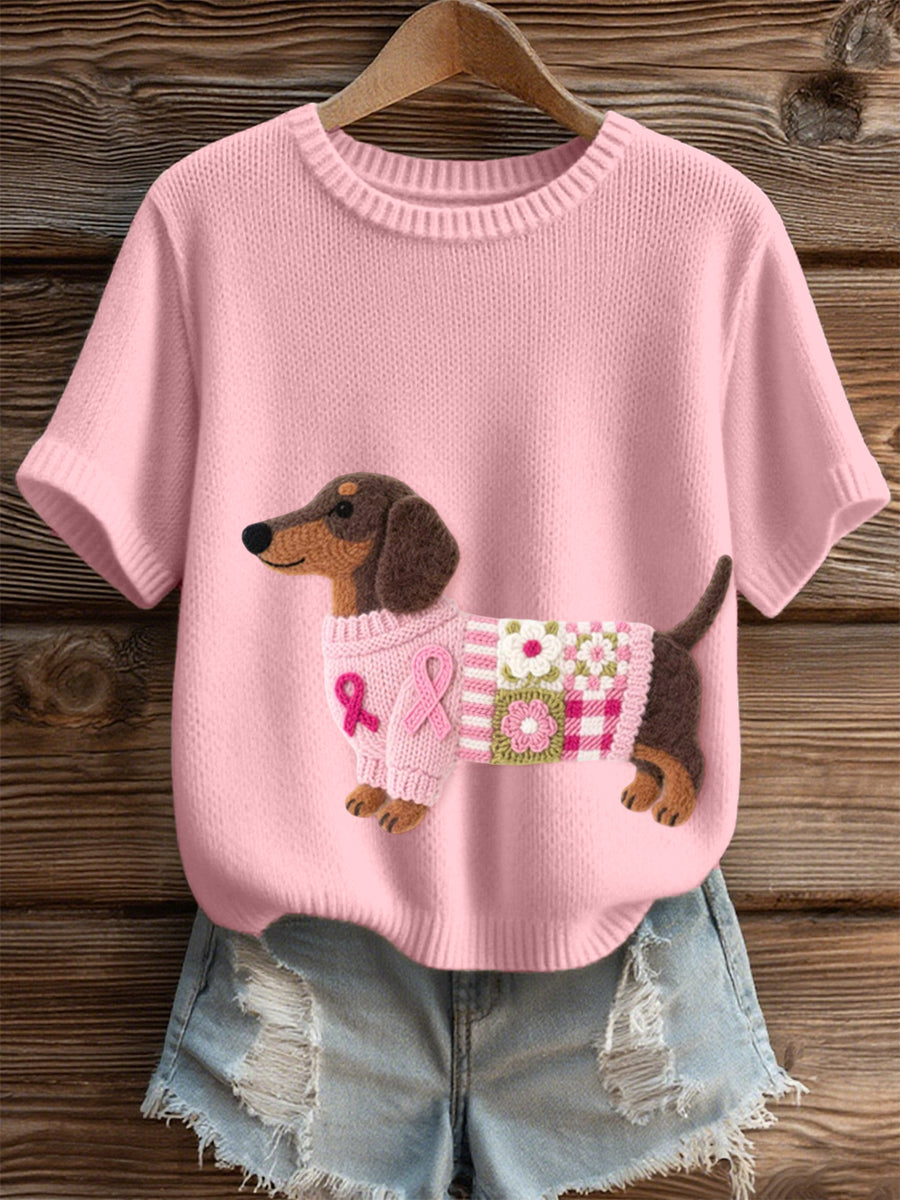 Beau motif de teckel des femmes en feutre Art haut en tricot confortable