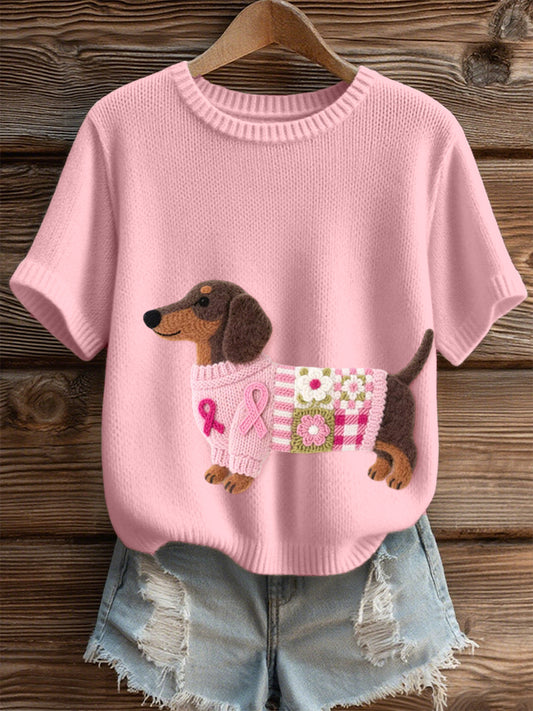 Beau motif de teckel des femmes en feutre Art haut en tricot confortable