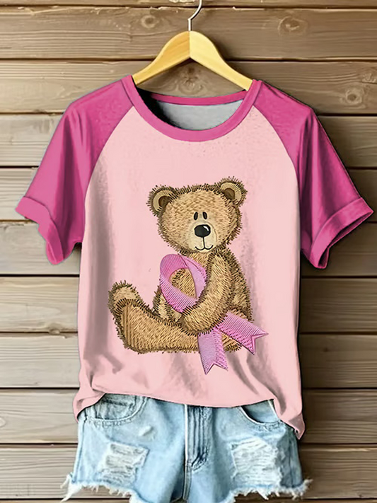 T-shirt Décontracté Femme Imprimé Ruban Rose