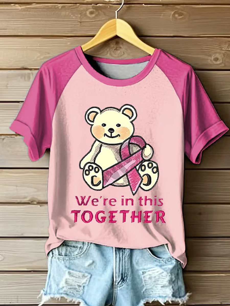 T-shirt Décontracté Femme Imprimé Ruban Rose