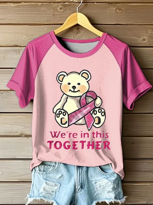 T-shirt Décontracté Femme Imprimé Ruban Rose