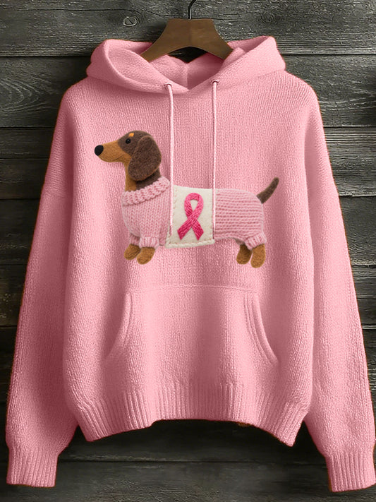 Femmes belle teckel feutre Art confortable tricot Hoodie