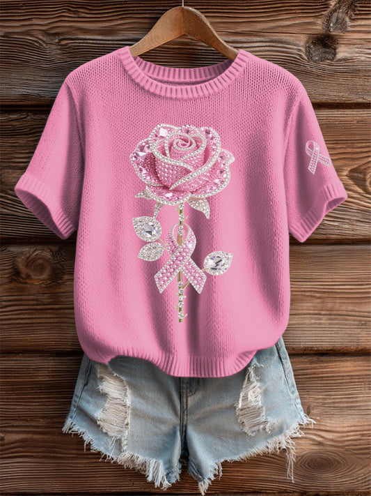 T-shirt Décontracté Femme Rose Imprimé Floral