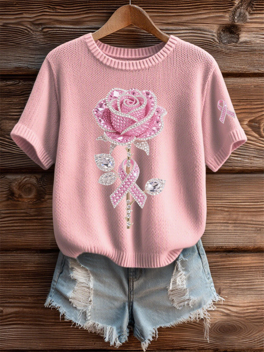 T-shirt Décontracté Femme Rose Imprimé Floral