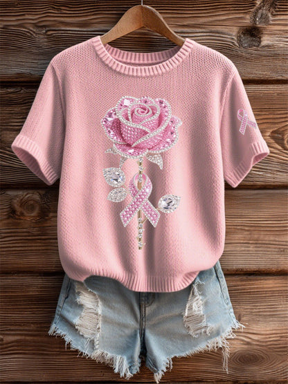 T-shirt Décontracté Femme Rose Imprimé Floral