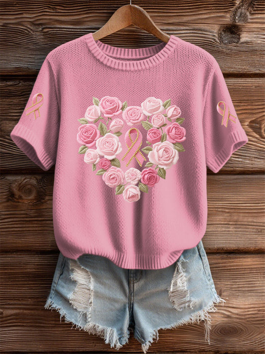 T-shirt Décontracté Femme Rose Imprimé Floral