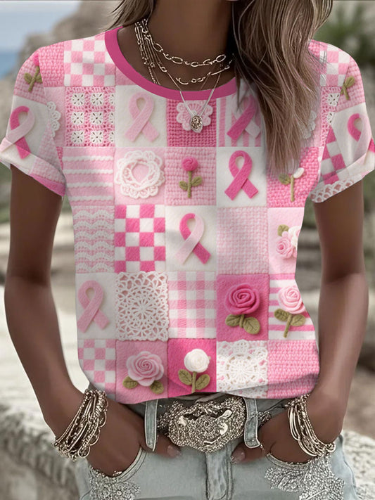 T-shirt Décontracté Femme Rose Imprimé Floral