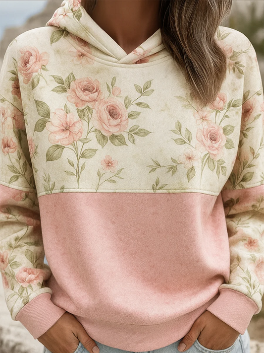 Sweatshirt Femme Rose Imprimé Floral