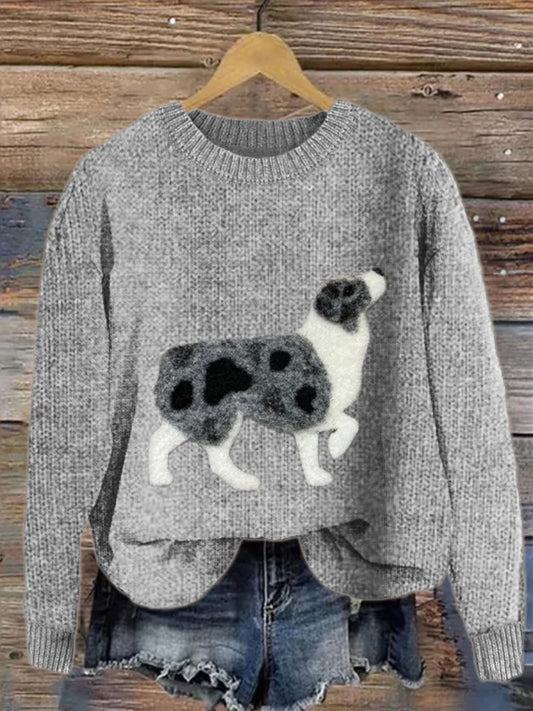Chandail confortable en tricot de feutre de chien de berger australien des femmes