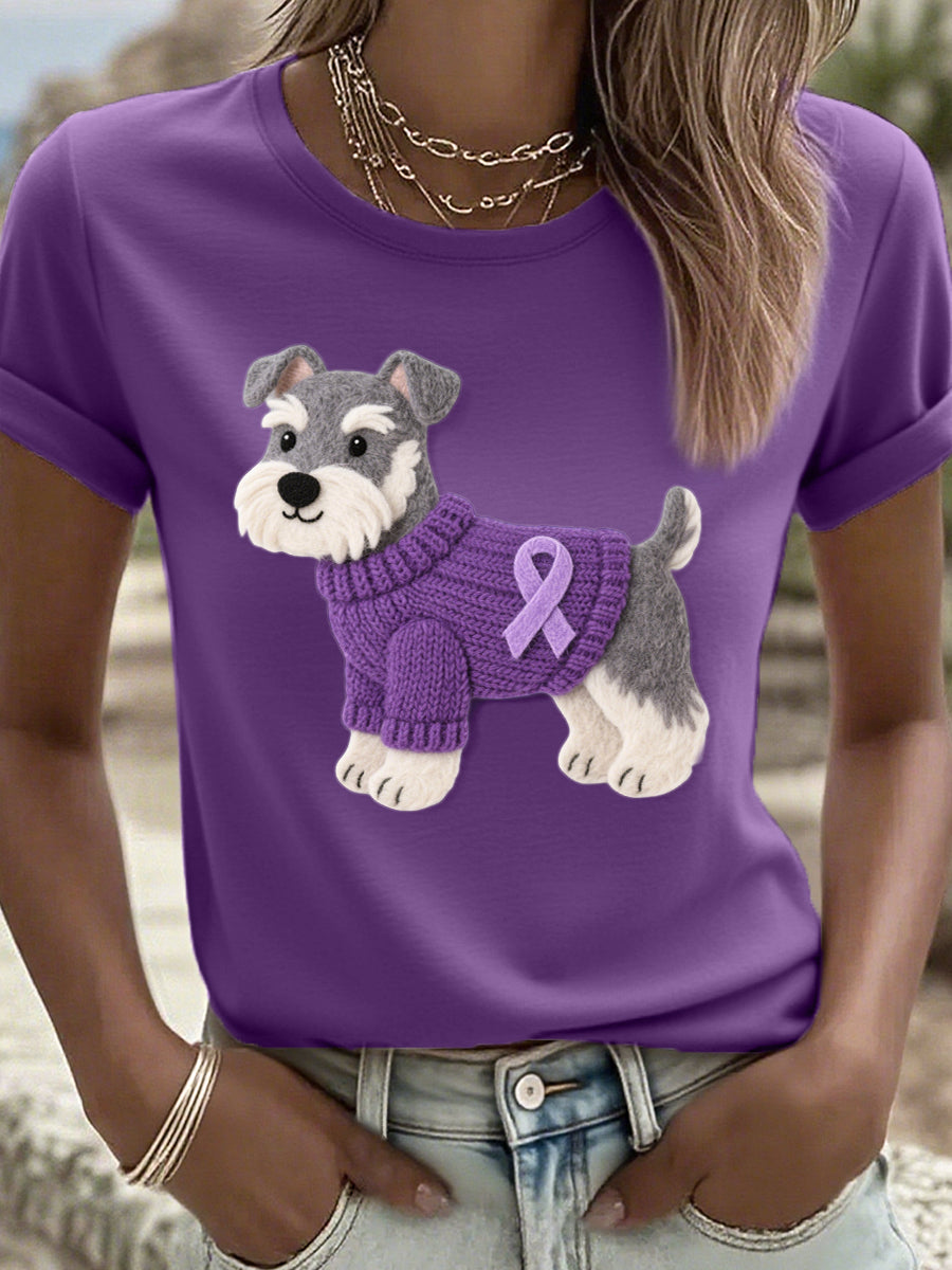 T-shirt à motif de chien Schnauzer Art pour femmes