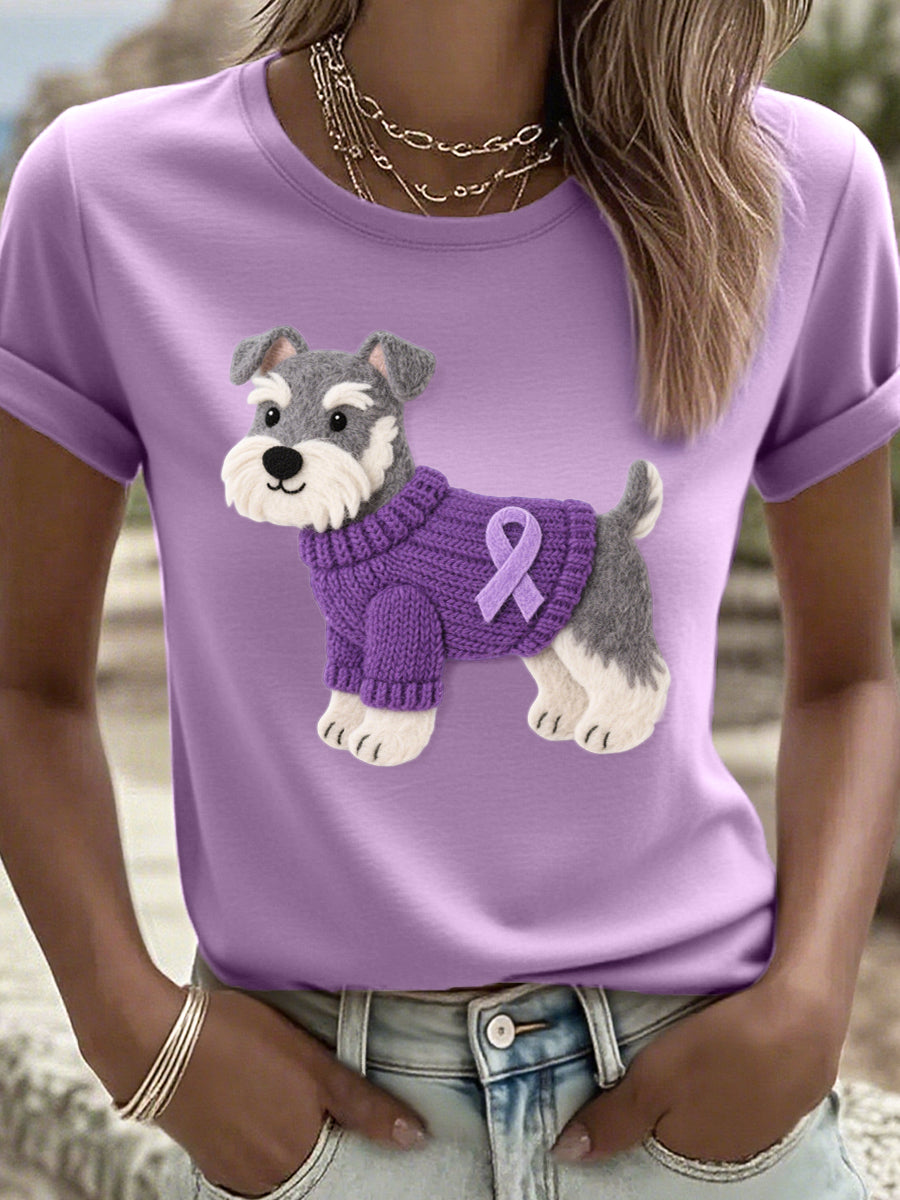 T-shirt à motif de chien Schnauzer Art pour femmes