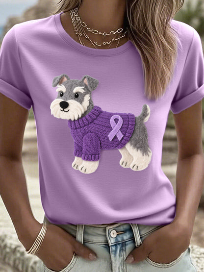 T-shirt à motif de chien Schnauzer Art pour femmes