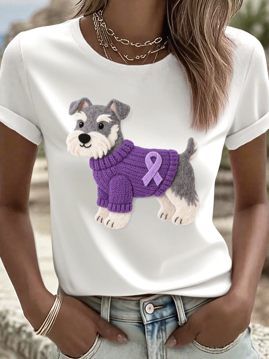 T-shirt à motif de chien Schnauzer Art pour femmes