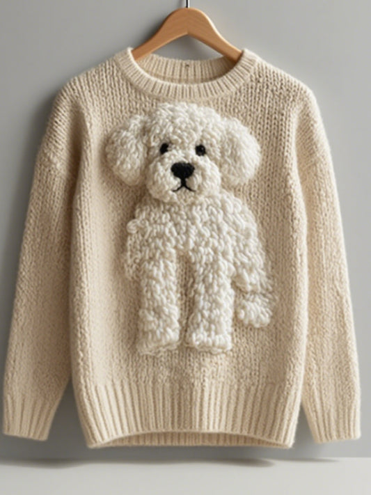 Pull en tricot confortable en feutre pour chien Fuzzy Vintage Femme
