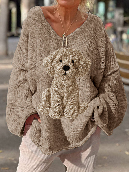 Pull en tricot confortable en feutre pour chien Fuzzy Vintage Femme