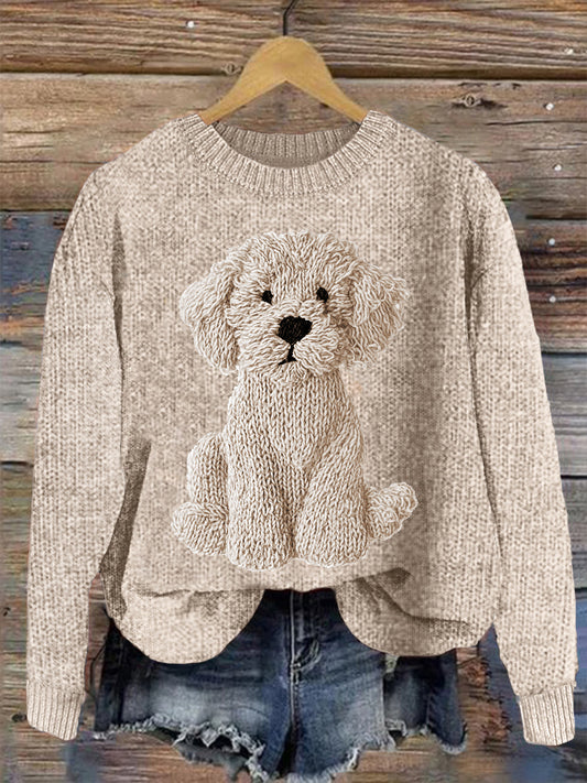 Pull en tricot confortable en feutre pour chien Fuzzy Vintage Femme