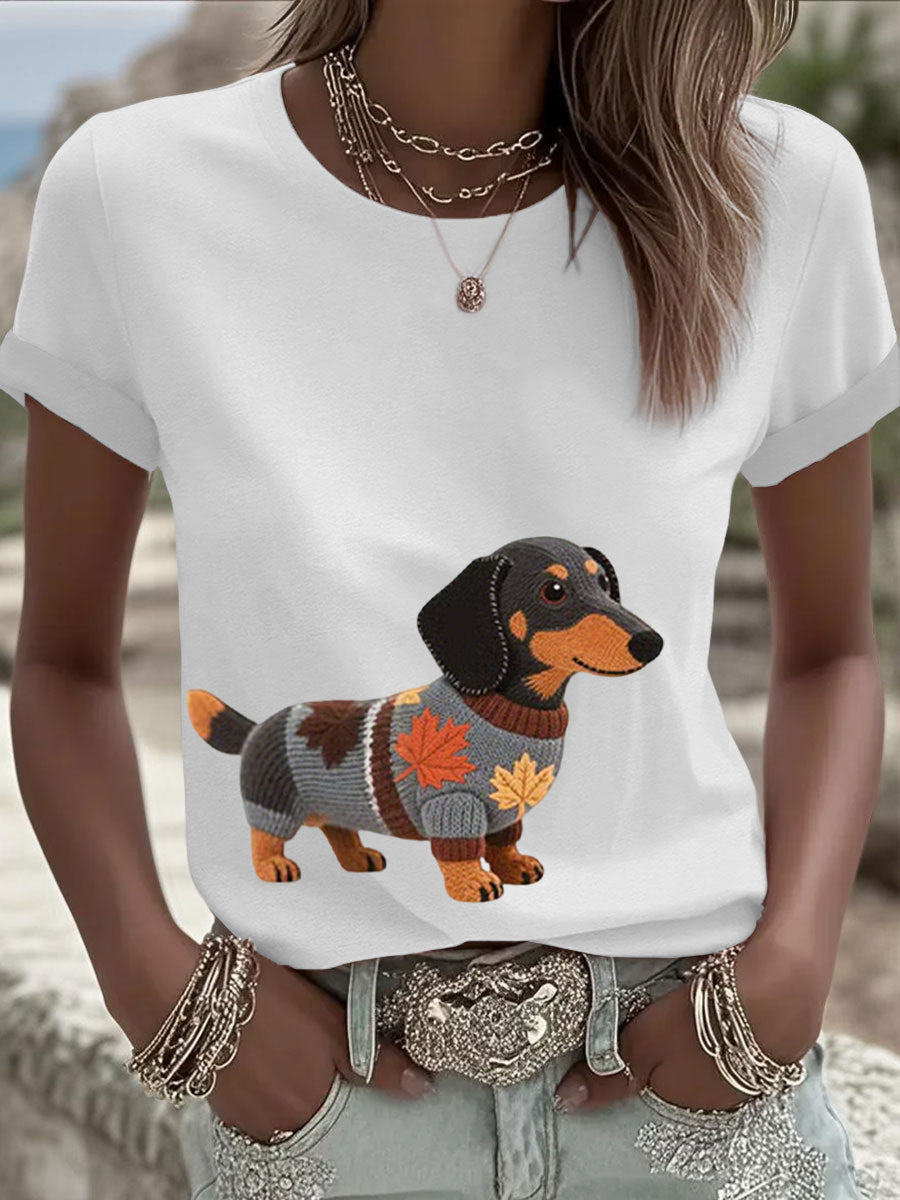 Sweat-shirt à manches longues imprimé chien automne femme