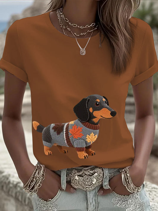 Sweat-shirt à manches longues imprimé chien automne femme