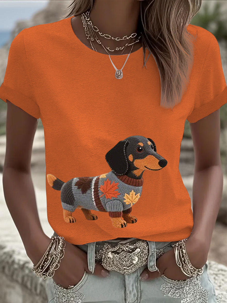 Sweat-shirt à manches longues imprimé chien automne femme