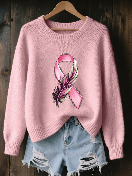 Women's Breast Cancer Awareness Rose Ruban Imprimé Sweatshirt