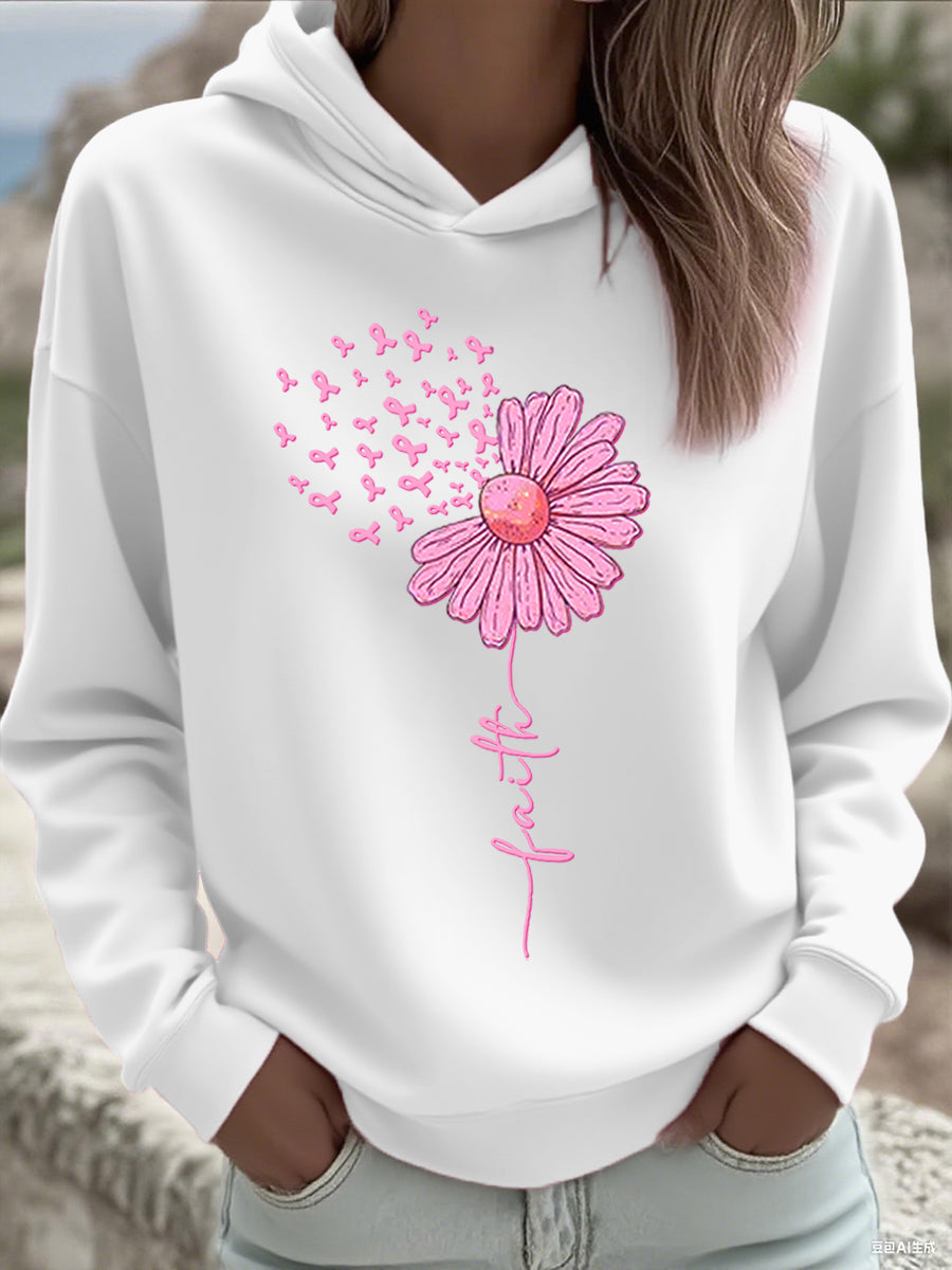 Femmes Rose Ruban Tournesol Foi Sensibilisation au Cancer Du Sein Soutien Sweatshirt