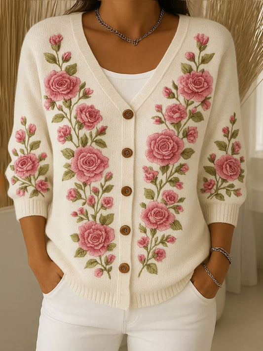 Cardigan Femme Rose Cancer Du Sein Fleuri
