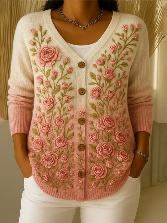 Cardigan Femme Rose Cancer Du Sein Fleuri