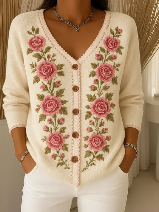 Cardigan Femme Rose Cancer Du Sein Fleuri