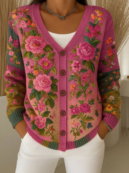 Cardigan Femme Rose Cancer Du Sein Fleuri