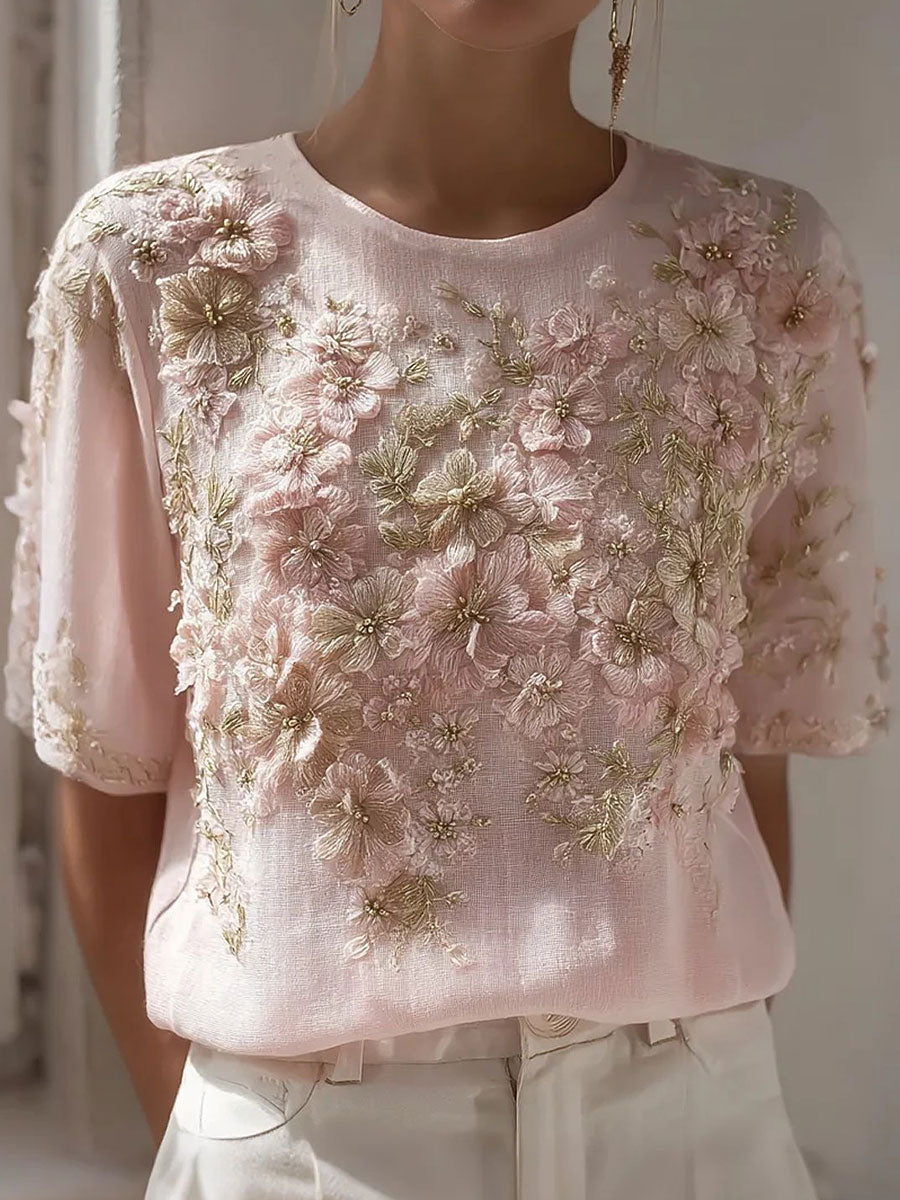 Tops à fleurs roses Breast Cancer Femme
