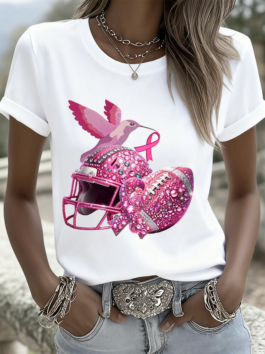 T-shirt pour femmes Breast Cancer Fantasy Sequin Brodé Animal