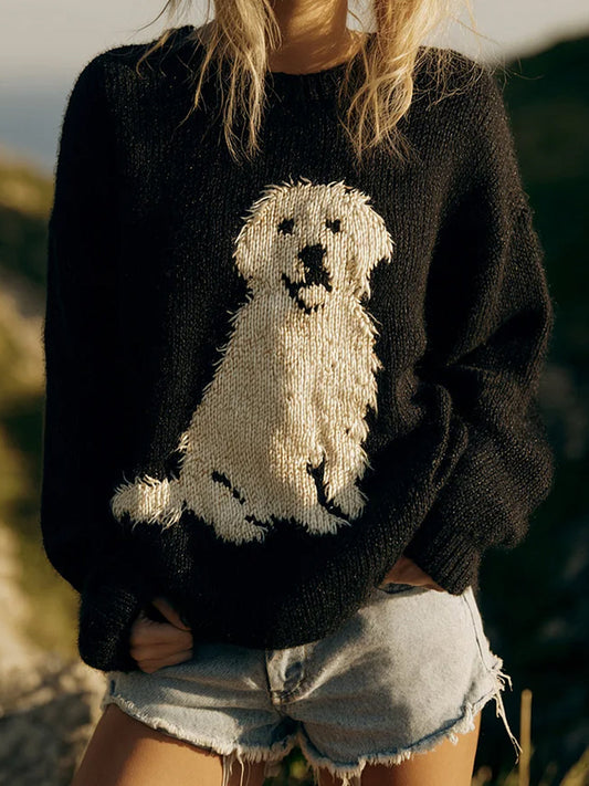 Pull décontracté à imprimé animal vintage pour femmes