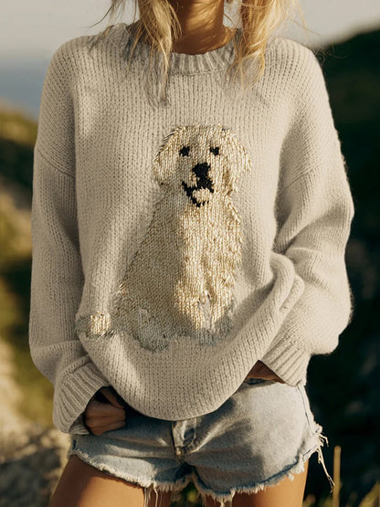 Pull décontracté à imprimé animal vintage pour femmes