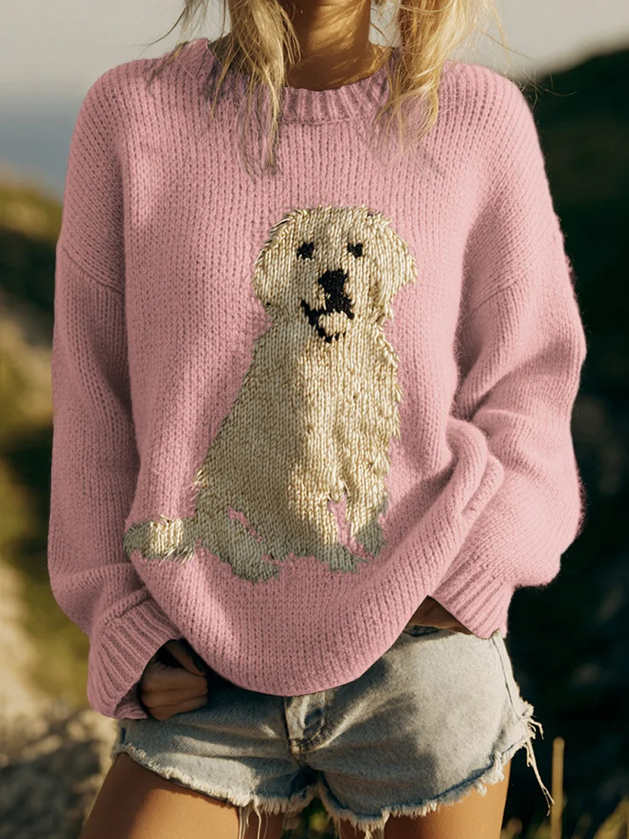 Pull décontracté à imprimé animal vintage pour femmes
