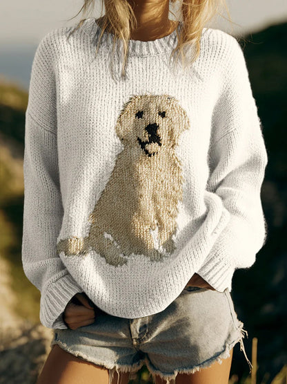 Pull décontracté à imprimé animal vintage pour femmes