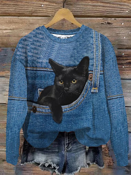 Pull décontracté à imprimé animal vintage pour femmes