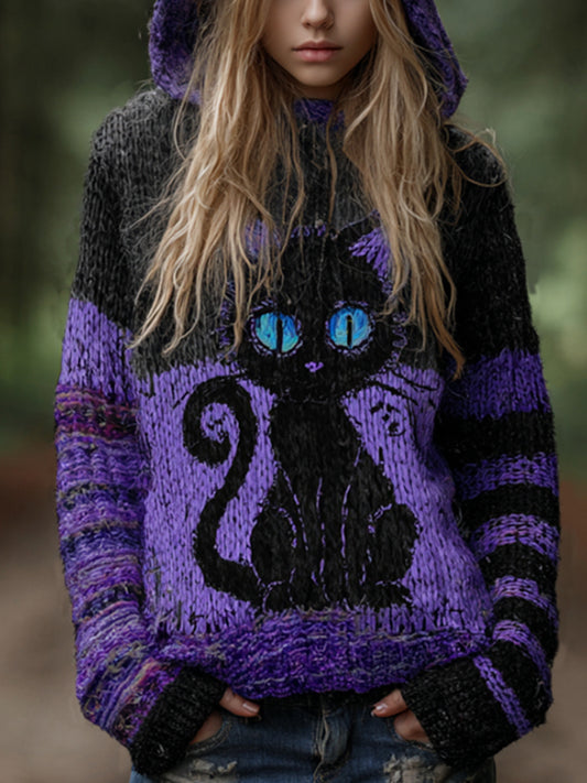 Sweat à Capuche Halloween Chat Noir Femme