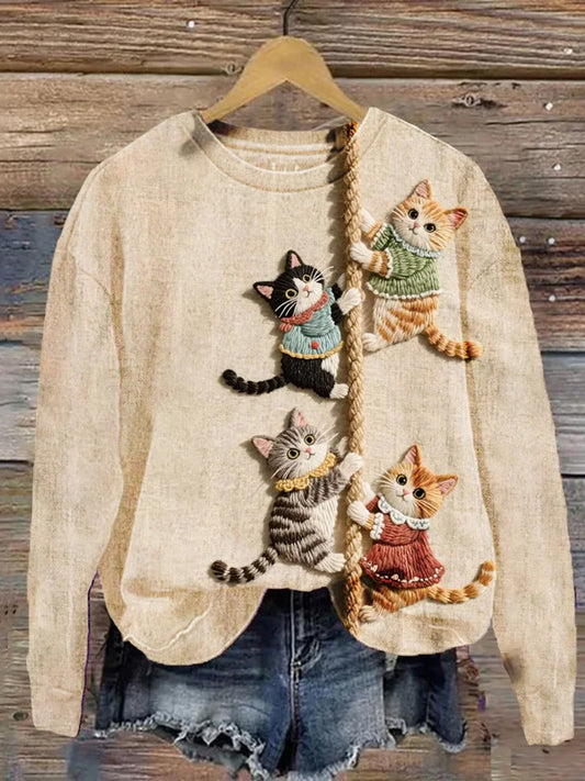 Pull décontracté à imprimé animal vintage pour femmes