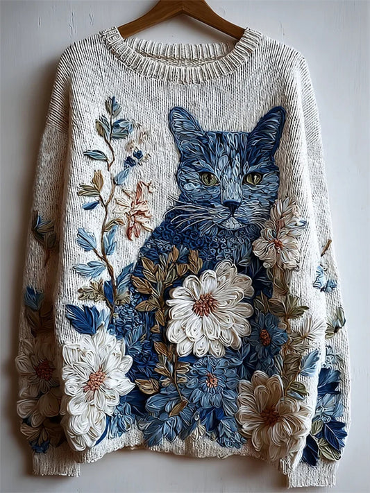 Chandail Flower Cat Femme