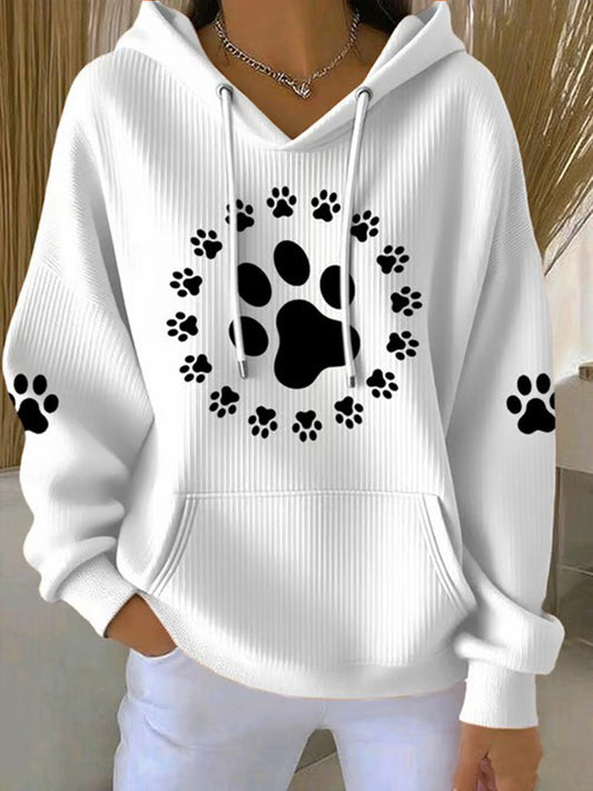 Sweat à Capuche Cute Dog Paws Femme